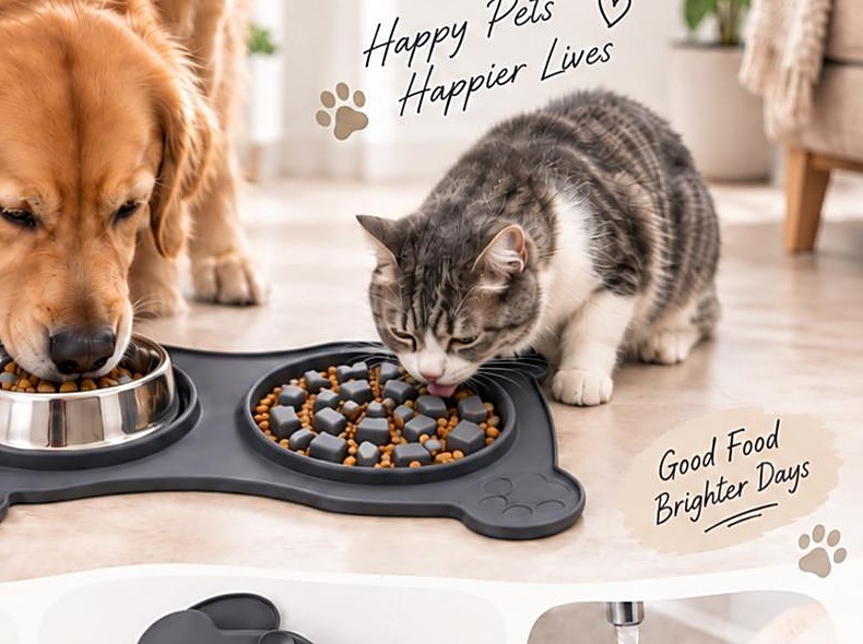 Silicone Pet Slow Feeder Mat 2-in-1
